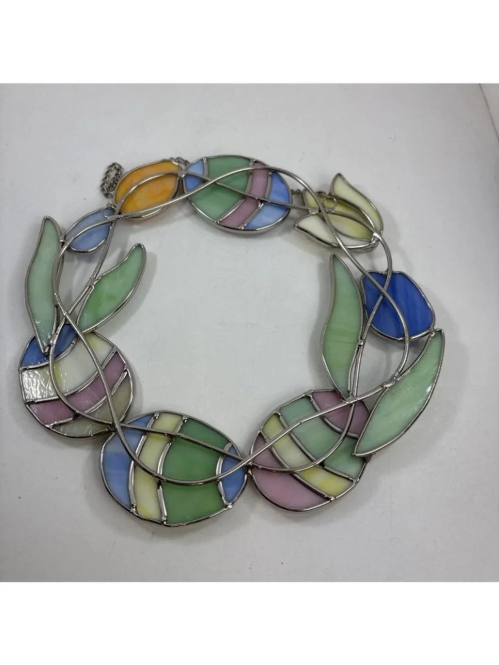 Stained Glass Easter Egg Tulip Wreath Hanging Suncatcher